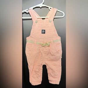 Oshkosh B’gosh baby girl hickory stripe overalls with Gold Belt
